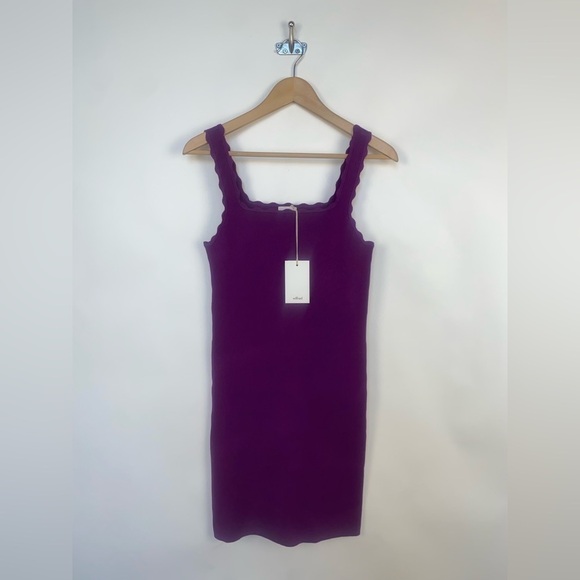 NWT Wilfred Angelique Dress Knit square-neck mini dress Purple Large - Picture 3 of 16